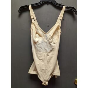 Vintage Slimlook 36C M/L Nude Bodysuit Girdle 1960s Shapewear One Piece GLAMOUR